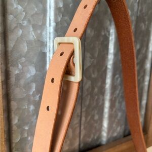 Madewell Tan Leather Belt with Cream Buckle
